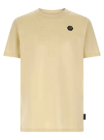 Philipp Plein Monogram Logo Crew Neck Short Sleeve T-shirt In Yellow