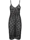 Philipp Plein Tulle Midi Dress Strass Monogram In Black