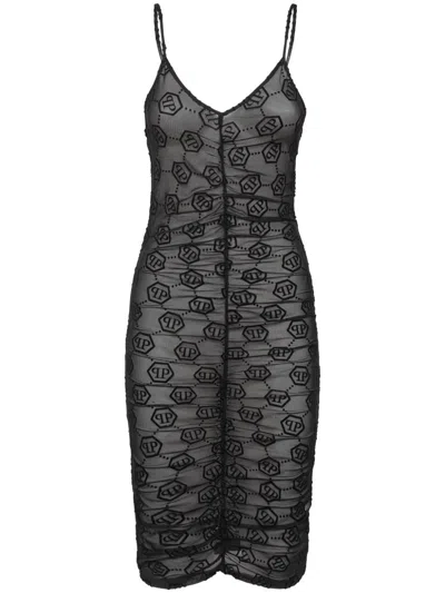 PHILIPP PLEIN MONOGRAM TULLE DRESS