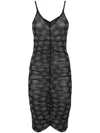 Philipp Plein Tulle Midi Dress Strass Monogram In Black