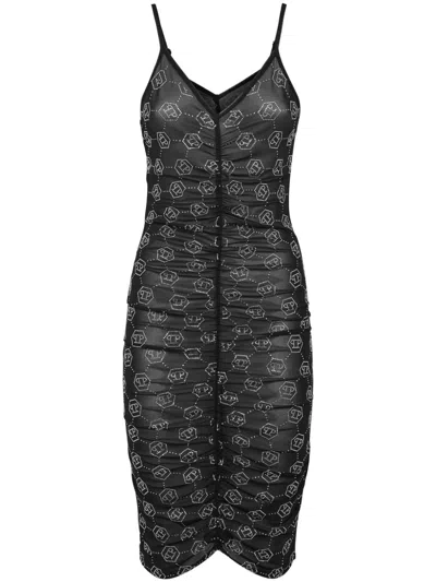 PHILIPP PLEIN MONOGRAM TULLE DRESS