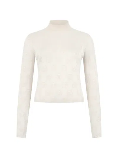 Philipp Plein Monogram Turtleneck Sweater In White