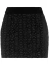 Philipp Plein Monogram Velvet Mini Skirt In Black