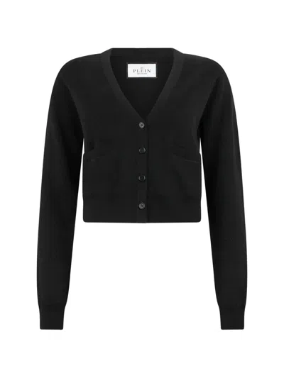 Philipp Plein Monogram-jacquard Cardigan In Black