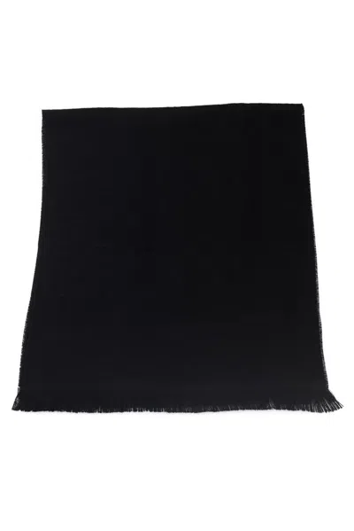Philipp Plein Monogrammed Fringe Scarf In Luxe Wool Men's Blend In Black