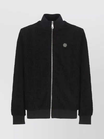 Philipp Plein Monogrammed High Neck Cotton Jacket In Multi