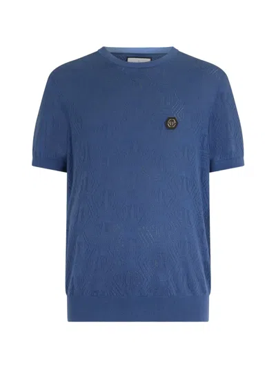 Philipp Plein Monogram-pattern T-shirt In Blue