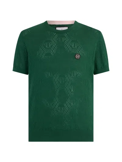 Philipp Plein Monogram-pattern T-shirt In Green