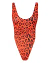 Philipp Plein Leopard-print Swimsuit In Orange