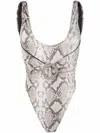 Philipp Plein Monokini Python-print Swimsuit In Neutrals