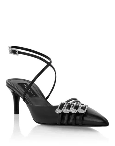 Philipp Plein Multi-strap Crossing Mid Heels 5 Women In Black