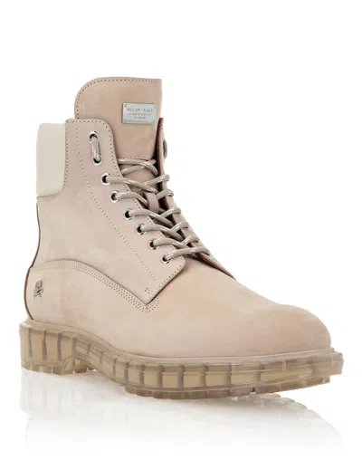 PHILIPP PLEIN NABUK BOOTS LOW FLAT THE HUNTER