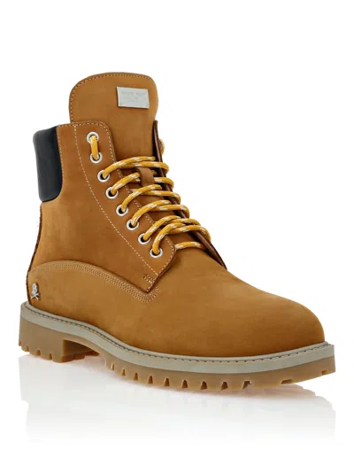 PHILIPP PLEIN NABUK LOW FLAT BOOTS