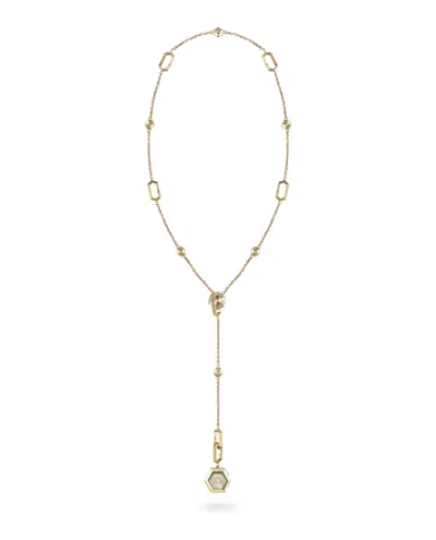 Philipp Plein $nake Hexagon Crystal Necklace Watch In Gold