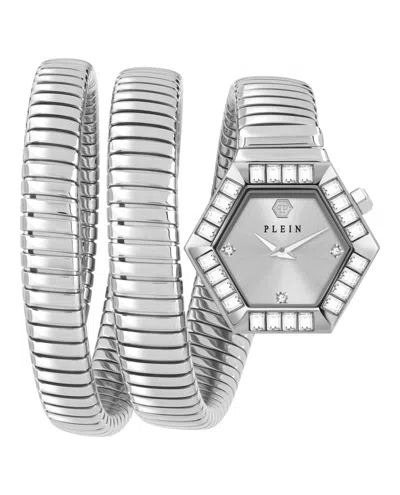 Philipp Plein $nake Hexagon Crystal Watch In Silver