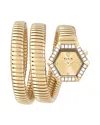 Philipp Plein Women's Snake Hexagon Gold Ion Plated Wrap Bracelet Watch 28mm In Gold/gold