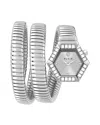 Philipp Plein Women's Snake Hexagon Stainless Steel Wrap Bracelet Watch 28mm In Silver/silver