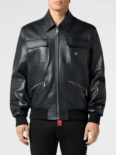 Philipp Plein Nappa Bomber In Black