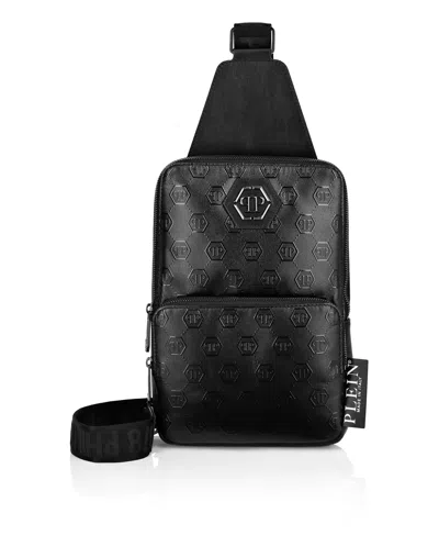 Philipp Plein Nappa Cross Body Bag Embossed Monogram In Red