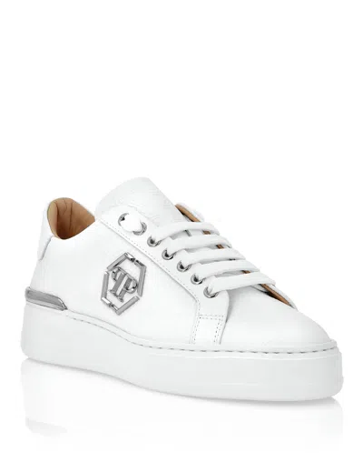 Philipp Plein Nappa Leather Lo-top Sneakers Monogram In White