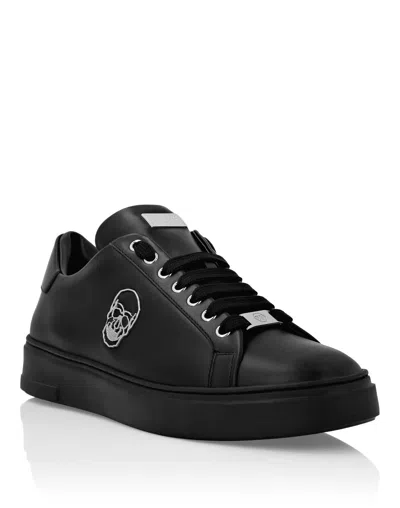 PHILIPP PLEIN NAPPA LEATHER LO-TOP SNEAKERS SKULL