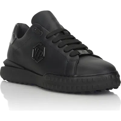 Philipp Plein Nappa Leather Low-top Sneakers Hexagon Unisex In Black