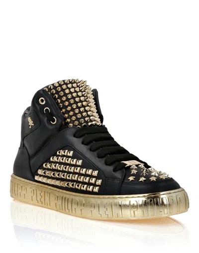 Philipp Plein Nappa Leather Mid-top Sneakers Studs In Multi