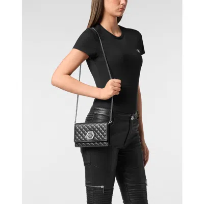 Philipp Plein Nappa Leather Mini Shoulder Matelasse Women In Black