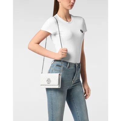 Philipp Plein Nappa Leather Mini Shoulder Matelasse Women In White