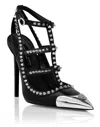 Philipp Plein Nappa Leather Sandals High Heels Studs In Black