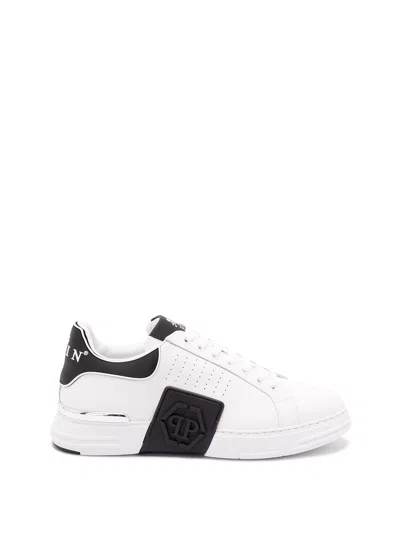 PHILIPP PLEIN NAPPA LEATHER SNEAKERS LOW-TOP `HEXAGON`