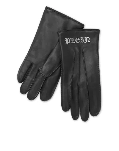 Philipp Plein Nappa Mid-gloves Gothic Plein In Purple