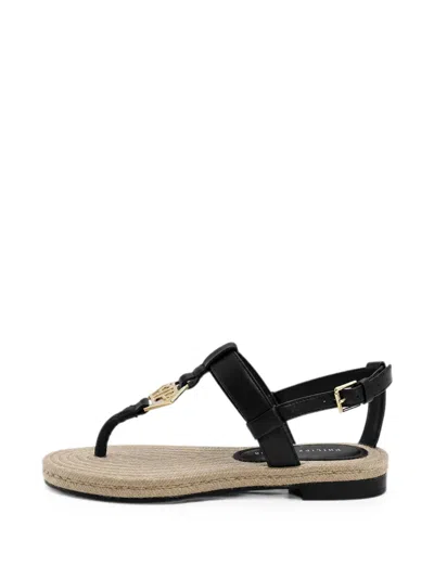 Philipp Plein Nappa Sandals Rope Hexagon Women In Black