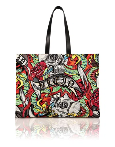 Philipp Plein Nappa Shopping Bag Tattoo In Multi