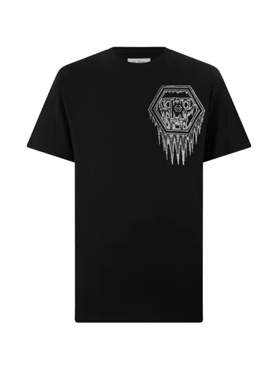 Philipp Plein Neon Space Crystal-embellished T-shirt In Black