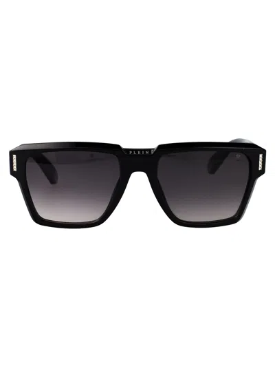 Philipp Plein Nero Lucido Acetate Sunglasses In Brown