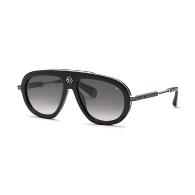 Philipp Plein Nero Lucido Titanium Sunglasses In Pattern