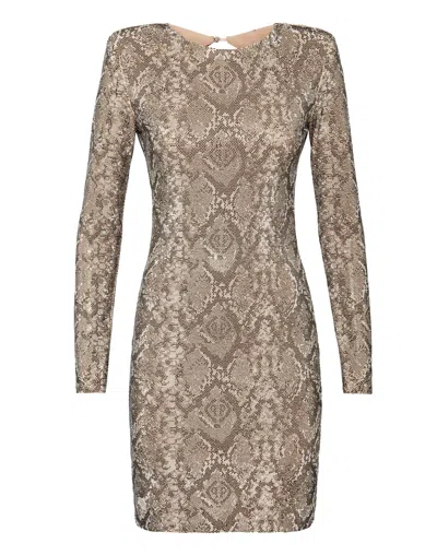 Philipp Plein Nevada Python Crystal Dress With Crystals In Multi