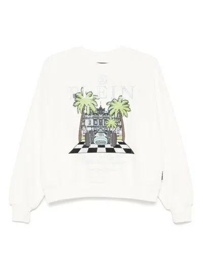 Philipp Plein `new Port Beach Cut` Long Sleeve Sweatshirt In White
