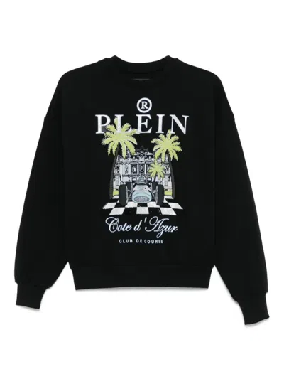 Philipp Plein `new Port Beach Cut` Long Sleeve Sweatshirt In Black