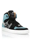 Philipp Plein Crystal-embellished High-top Sneakers In Blue