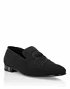 Philipp Plein Nubuck Loafers Skull & Bones In Black