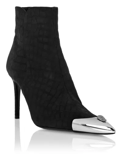 Philipp Plein Crocodile-embossed Ankle Boots In Black