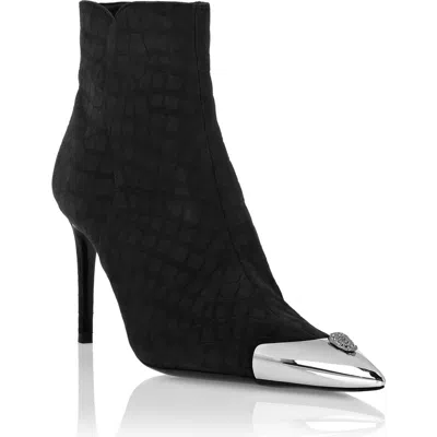 Philipp Plein Nubuck Mid-heeled Low Boots 9 Women In Black
