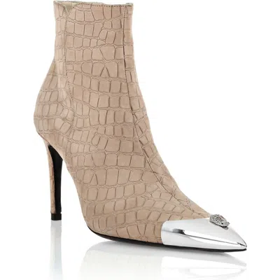 Philipp Plein Nubuck Mid-heeled Low Boots 9 Women In Brown