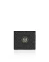 Philipp Plein Nylon And Leather French Wallet Monogram In Black