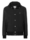 Philipp Plein Nylon And Leather Varsity Bomber Hooded Jacket In Black