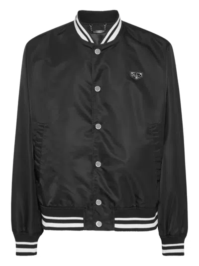 Philipp Plein Nylon Baseball Jacket In Black
