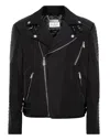 Philipp Plein Nylon Biker Jacket With Leather Padding In Black