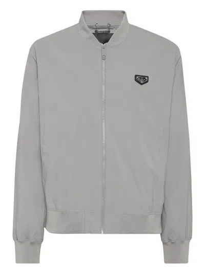 Philipp Plein Nylon Bomber Jacket In Gray